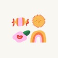 Summer vibes labels collection, candy, sun and rainbow